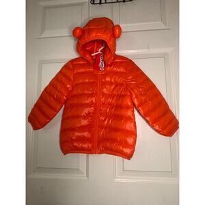 Bright Orange Toddler Puffer Jacket, Sz 3-4 Years